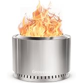 Grovellis 27 inch Smokeless Fire Pit with Waterproof Cover &amp; Fire Poker | Stainless Steel Outdoor Smokeless Firepit, Wood Burning Fire Pits for Camping, Bonfire,Low Smoke Firepit for Outside