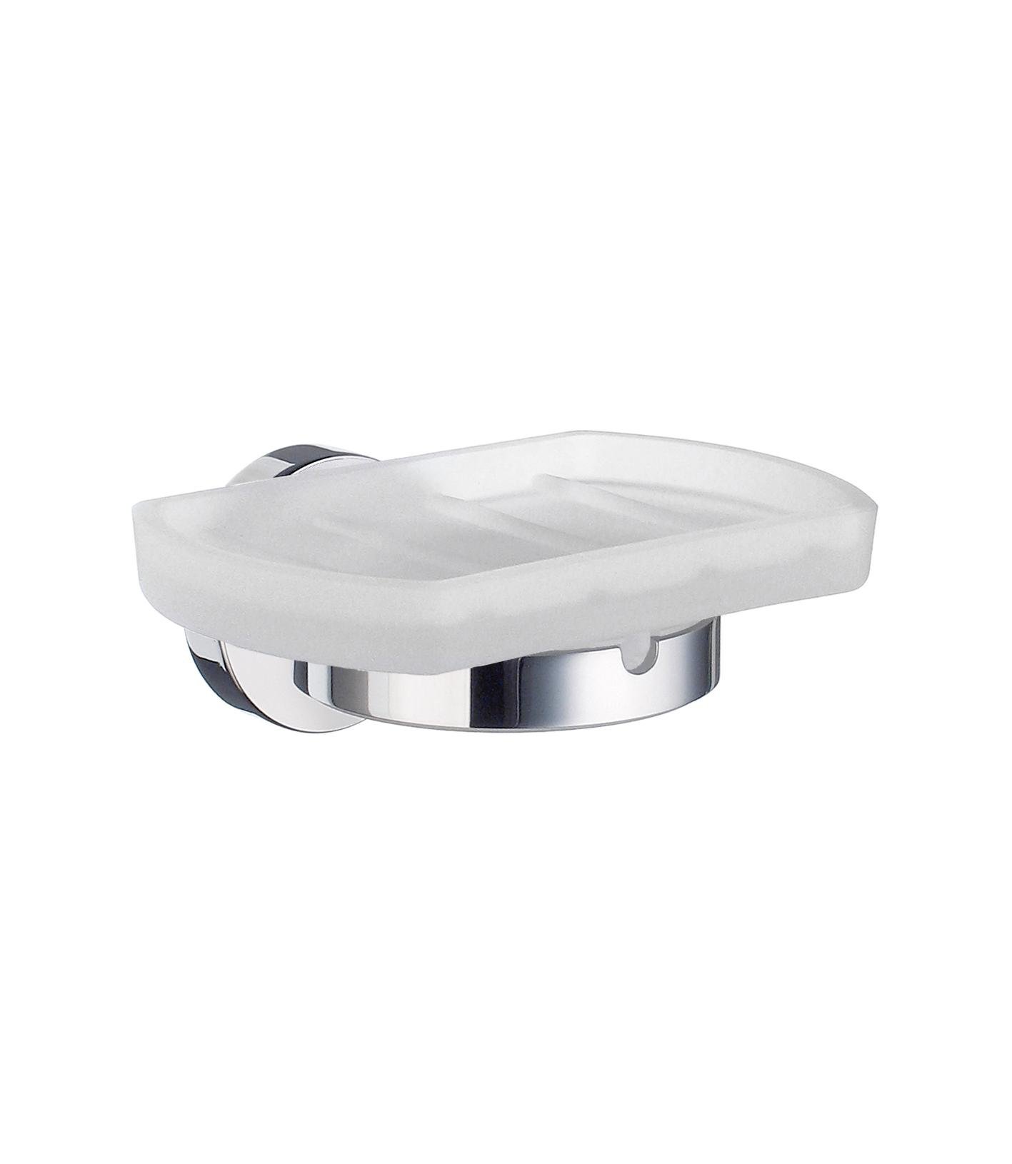 Smedbo Holder with Glass Soap Dish, Polished Chrome HK342 Home, Silver, 5.2 x 10 x 17 cm