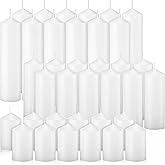 MTLEE 36 Pcs Pillar Candles Bulk Set of 3 Long Burning Wax Pillar Candles 2 in x 3, 6, 8 Inch Dripless Unscented Smokeless for Wedding Party Spa Lantern Fireplace Home(White)