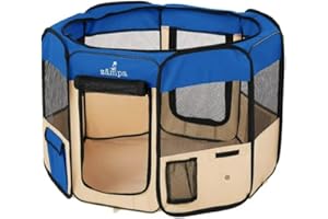 Zampa Dog Playpen Medium 45"x45"x24" Pop Up Portable Playpen for Dogs and Cat, Foldable | Indoor/Outdoor Pen & Travel Pet Carrier + Carrying Case.