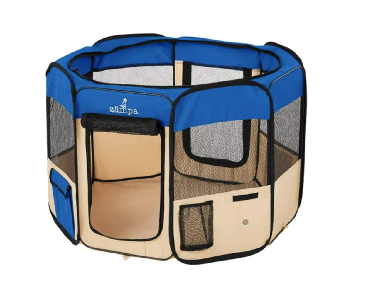 Zampa Pop Up Portable Medium 45"x45"x24" Playpen for Dog and Cat, Foldable | Indoor/Outdoor Pen & Travel Pet Carrier + Carrying Case | (115 * 115 * 60 CM)