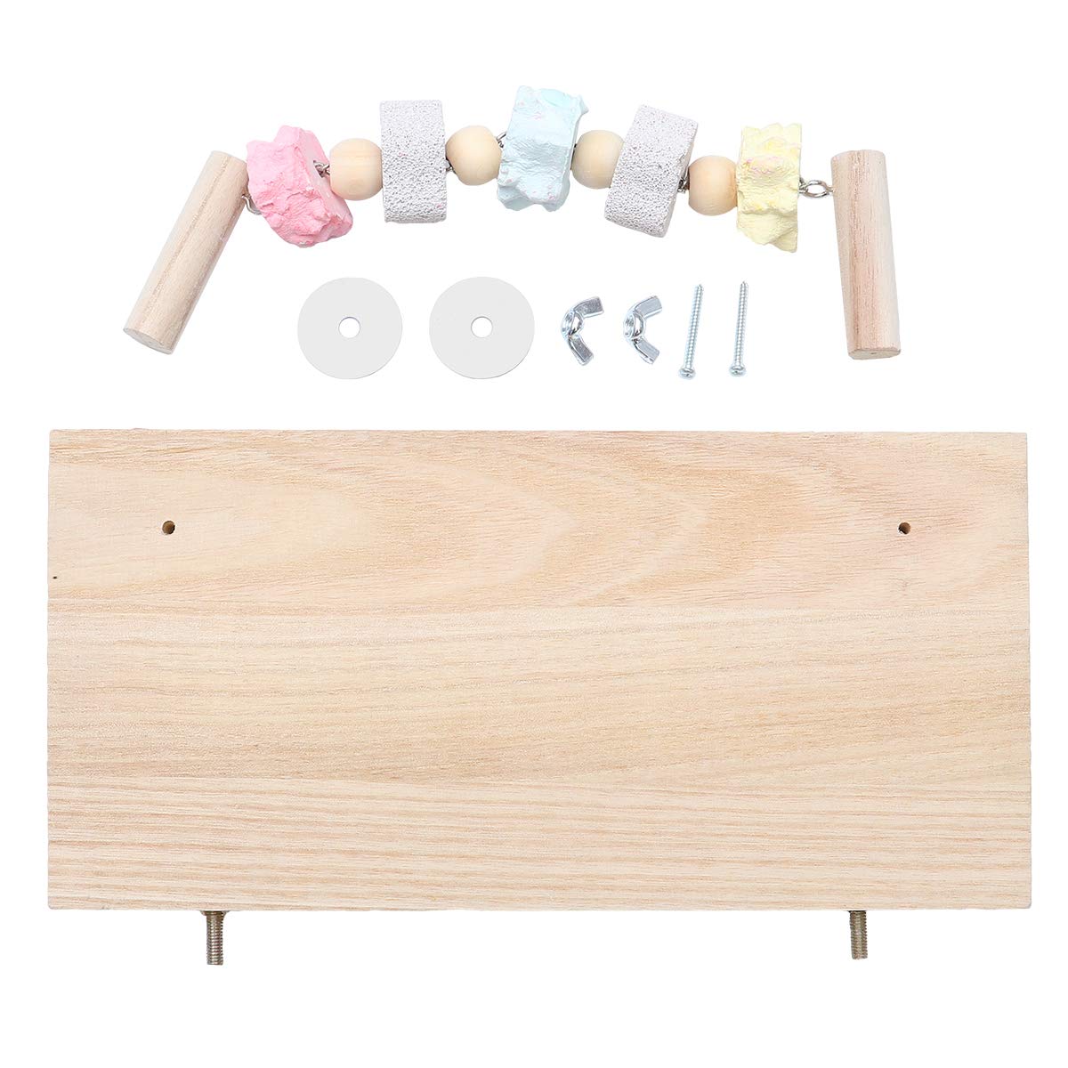 POPETPOP Hamster Platform for Cage-Natural Wood Stand Platform with Ledge Chewing Toys for Chinchilla,Chipmunk,Syrian,Gerbil,Guinea-Pigs and Dwarf Hamster and Birds Habitat Toy