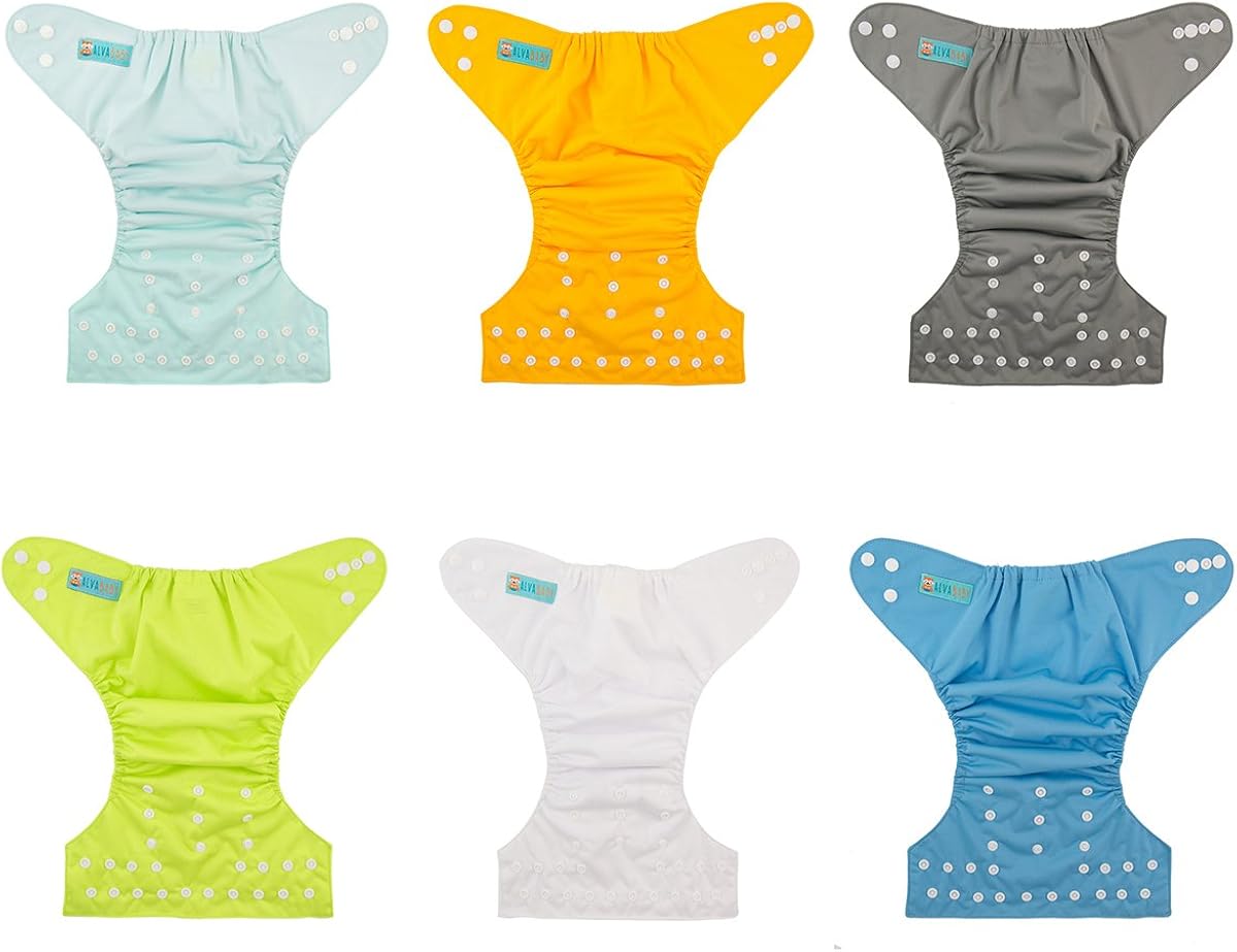 ALVABABY Baby Cloth Diapers One Size Adjustable Washable Reusable for Baby Girls and Boys 6 Pack with 12 Inserts 6BM98: Health & Personal Care