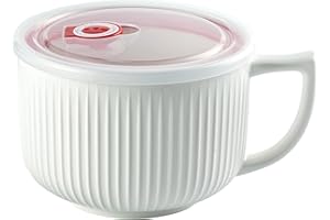 Hoilse Oversized Soup Bowls with Handle and Vented Lid, 38oz Large Wide Soup Mugs with Handles, Jumbo Storage Containers for 