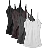 Women's Maternity Nursing Tank Tops with Built in Bra for Breastfeeding Camisoles Shirt 4Pack