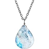 Natural Dainty Pendant Necklace, Cabochon Crystals, Handmade Dangle Jewelry, Genuine Gemstone Pendant, Gift For Her,18 inch Black Plated Adjustable Chain, Christmas Gift