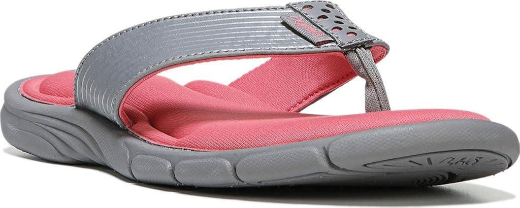 ryka women's refresh thong sandal, frost grey/calypso coral/chrome silver, us 11 m