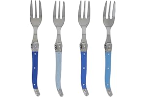 French Home Laguiole Dessert Forks Set of 4 – Stainless Steel Forks Silverware Cake Serving Set – Cake, Pie, or Appetizer For