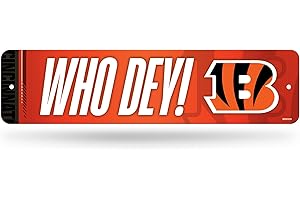 Rico Industries NFL Football Cincinnati Bengals Metal Street Sign 4" x 15" Home Décor - Bedroom - Office - Man Cave