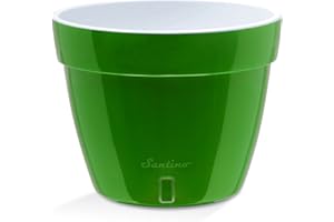 Santino Self Watering Planter Asti 11.8 Inch Green-Gold/White Flower Pot