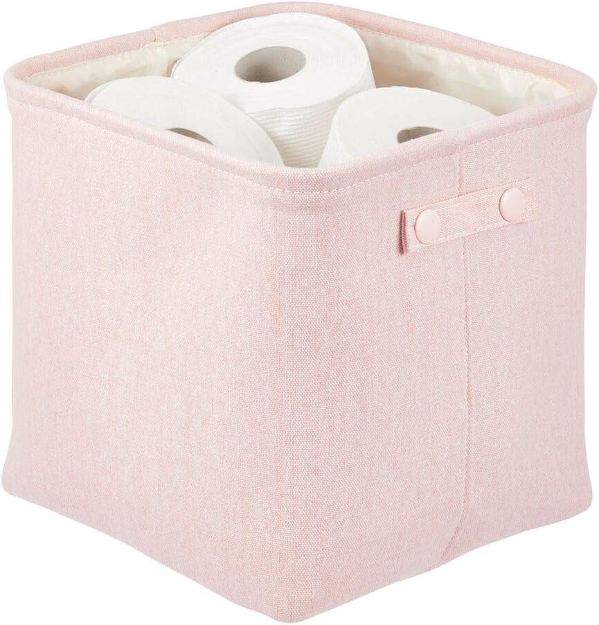 mDesign Soft Cotton Fabric Bathroom Storage Bin with Coated