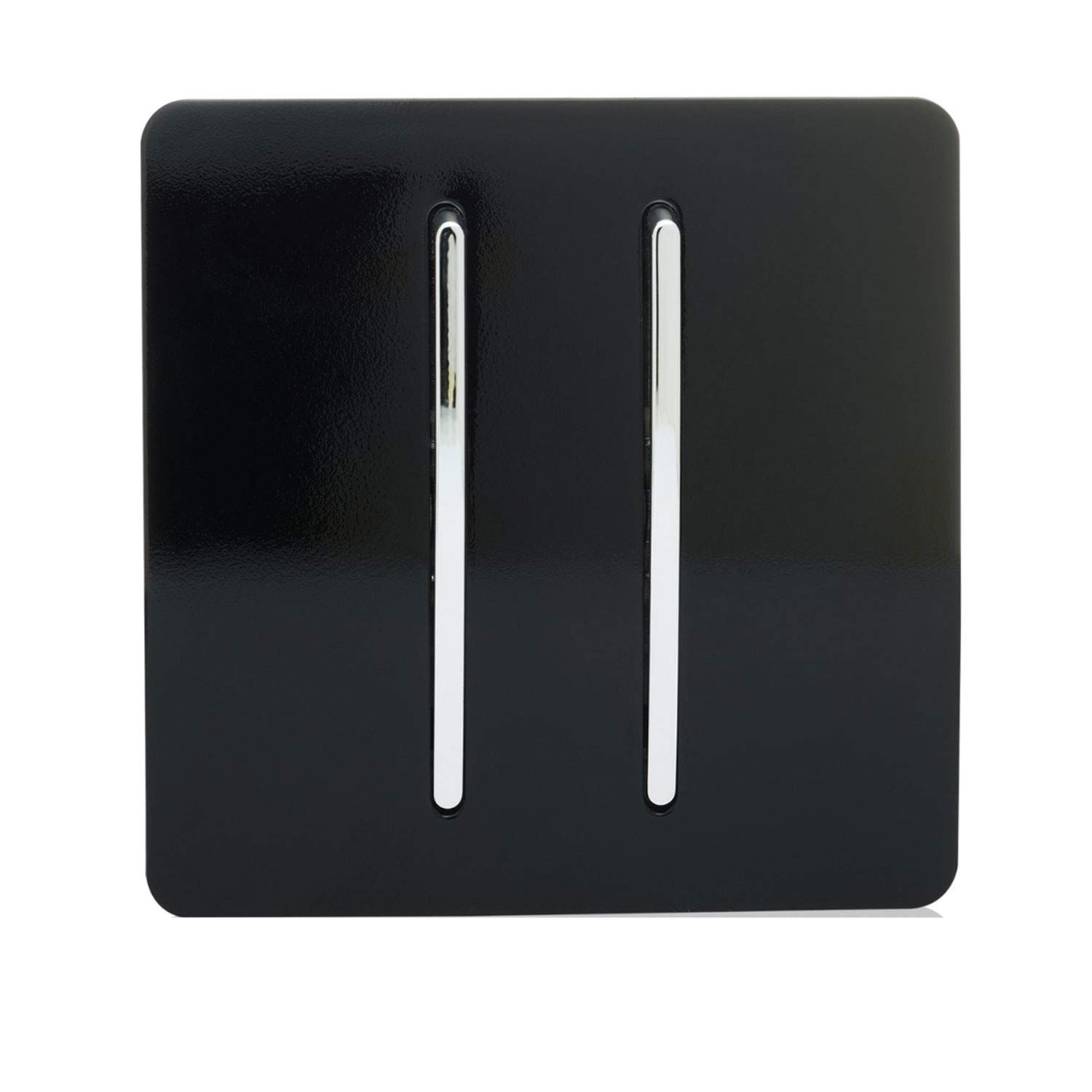 Trendi Switch ART-SS4BK 10 A Trendi 2 Gang 2 Way Artistic Modern Glossy Rocker Tactile Light Switch - Gloss Black
