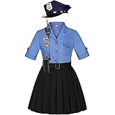 KIDIN Police Officer Costume for Kids Cop Costume for Girls’ Police Dress Up Halloween Cosplay Birthday Gift