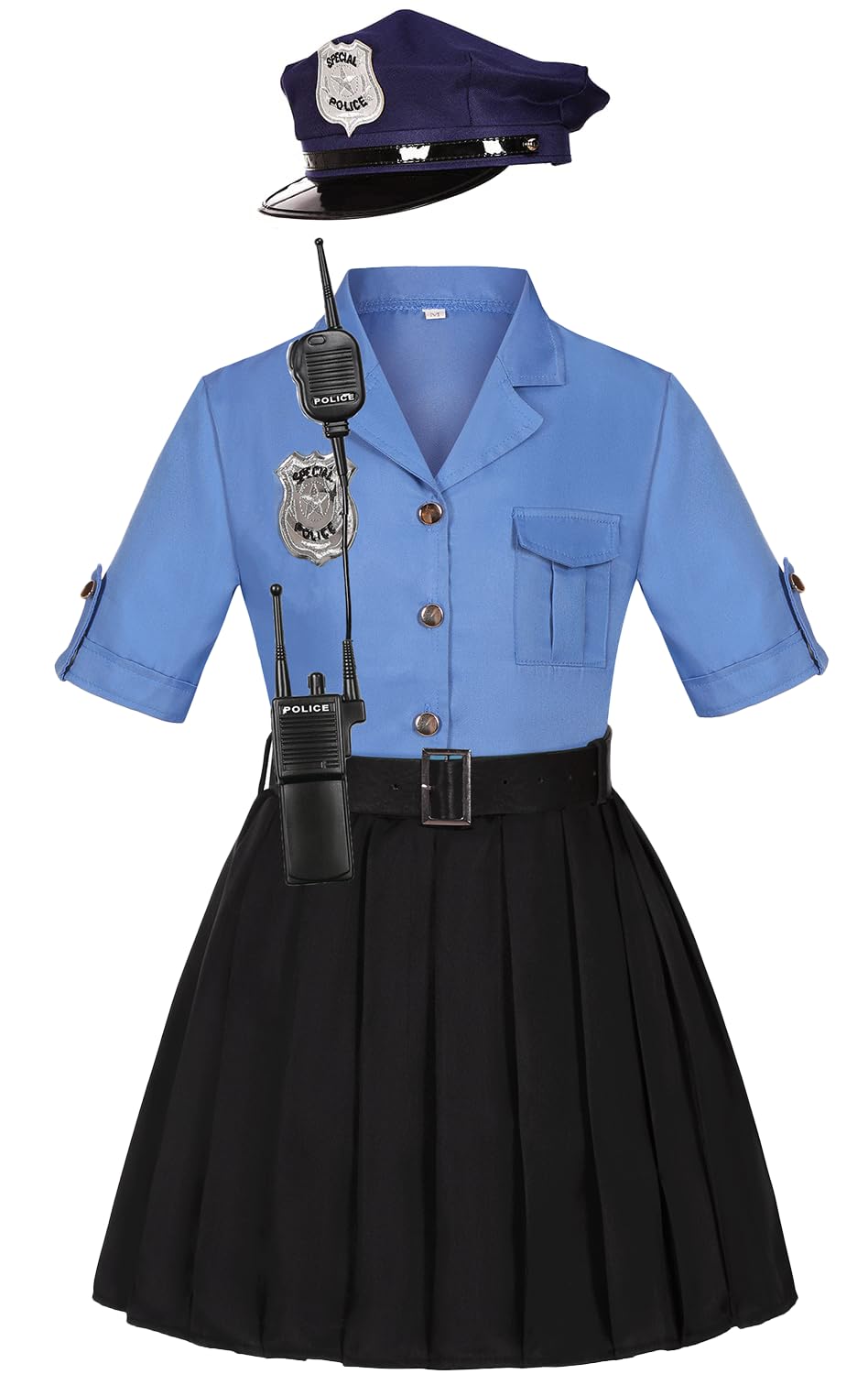 Photo 1 of KIDIN Police Officer Costume for Kids Cop Costume for Girls’ Police Dress Up Halloween Cosplay Birthday Gift