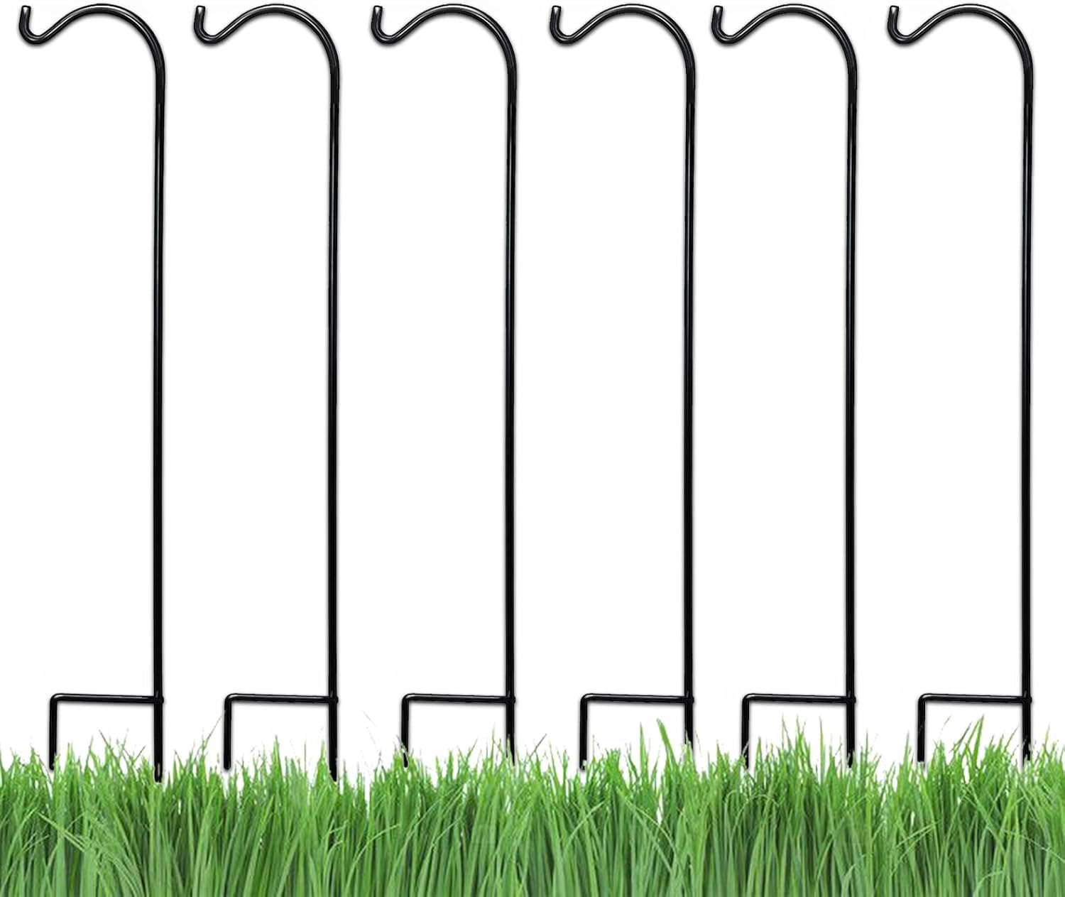 Outdoor Shepherd's Hooks - Ashman Shepherds Hook 6 Pack - 37 inches Tall and 2/5 inch Made of Premium Metal for Hanging Solar Lights, Bird Feeders, Mason Jars, Flower Basket, Christmas Lights, Lanterns, Garden Stakes