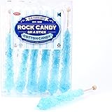 Extra Large Rock Candy Sticks: 6 Light Blue Cotton Candy Lollipop - Individually Wrapped - Espeez Rock Candy Crystal Sticks f