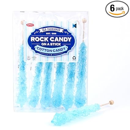 Amazon Com Extra Large Rock Candy Sticks 6 Light Blue Cotton Candy Lollipop Individually Wrapped Espeez Rock Candy Sticks For Candy Buffet Birthdays Weddings Receptions Bridal And Baby Showers