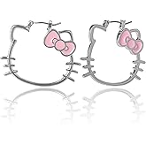 Sanrio Hello Kitty Jewelry Dangle and Hoop Earrings for Women, Fashion Hello Kitty Earrings with Crystals or Enamel Plating