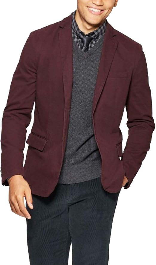 Goodfellow & Co Men's Washed Twill Blazer Burgundy (M) at Amazon Men’s