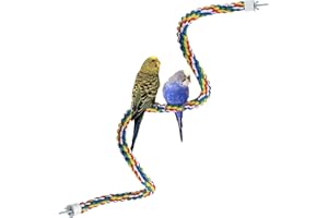 MYGEROMON Bird Rope Perches for Parrots, Cockatiels, Parakeets, Budgie Cages Comfy Birds Colorful Rope Toy (41inch Metal nut)