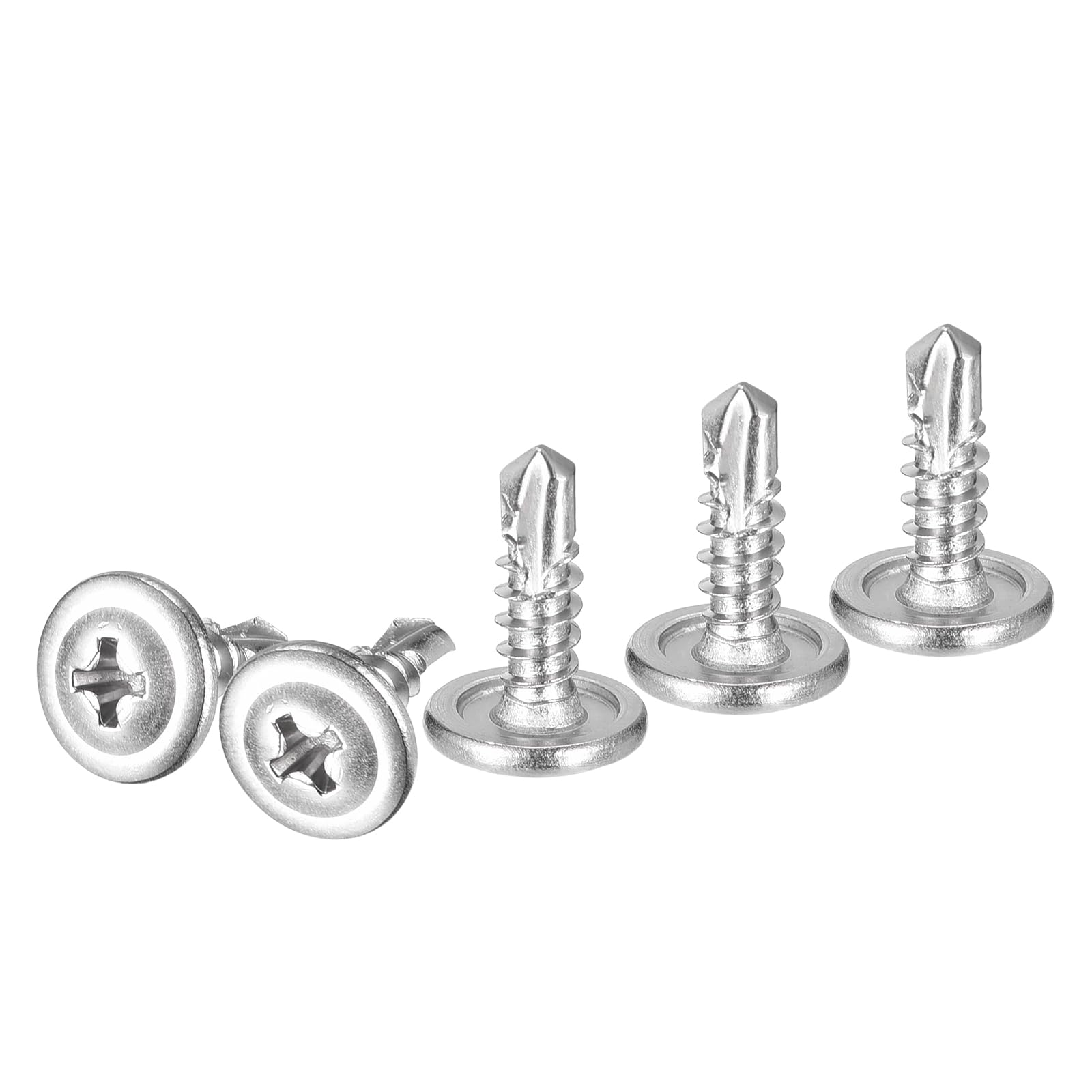 DTGN #8x1/2 Sheet Metal Screws - 100Pack - for Wood, Furniture - 410 Stainless Steel Phillips Round Head Washer Drill Tail Self Tapping Screws - Silver — image 1