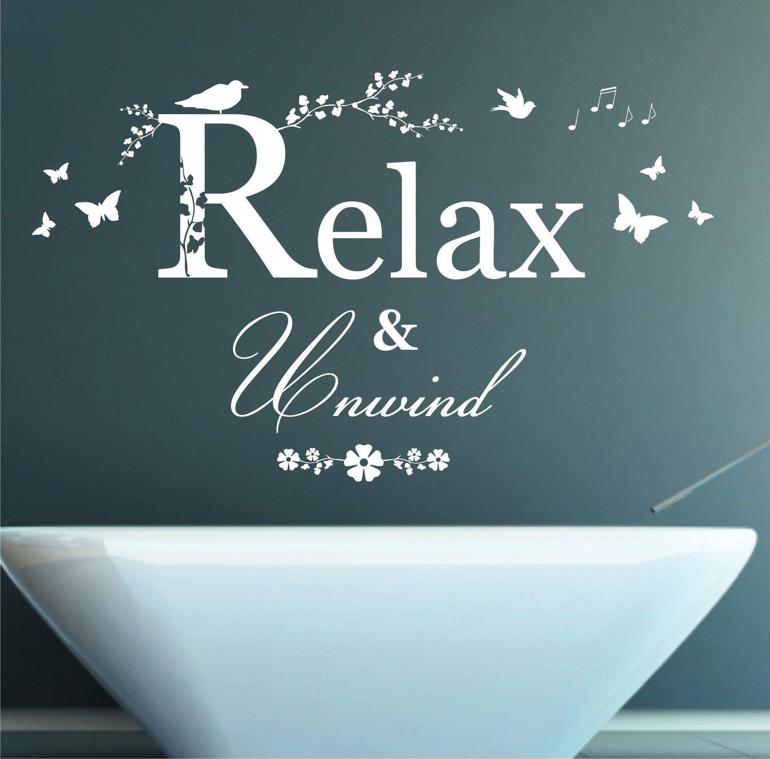 Relax Unwind Quote Vinyl Wall Art Sticker Mural Decal Home Wall Decor Bathroom Bedroom Living Room Amazon Co Uk Handmade