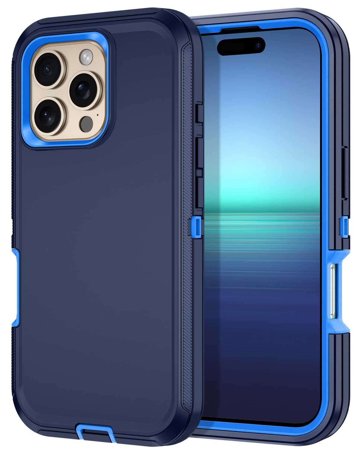 Photo 1 of I-HONVA for iPhone 16 Pro Max Case Shockproof Dust/Drop Proof 3-Layer Full Body Protection [Without Screen Protector] Rugged Heavy Duty Cover Case for Apple iPhone 16 Pro Max 6.9" 2024,Navy Blue