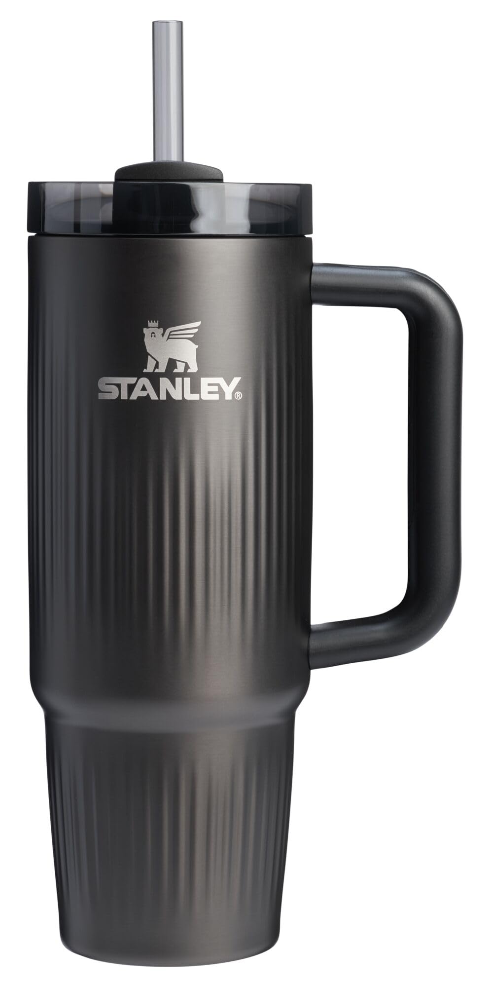STANLEY Quencher H2.0 Tumbler with Handle and Straw 30 oz | Flowstate 3-Position Lid | Cup Holder Compatible for Travel | Insulated Stainless Steel Cup | BPA-Free | Fluted Black Image