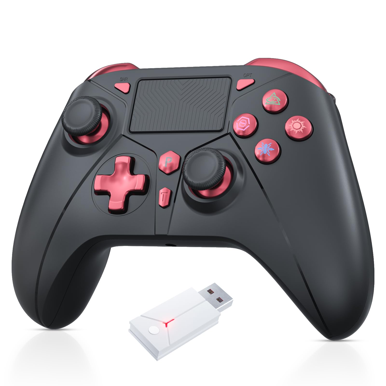 Gamrombo Wireless Controller for PS5/PS5 Pro/PS5 Slim with 2.4G Adapter, Compatible with PS4/Switch/Windows, Dual Vibration/Macro/Turbo Function, 3.5mm Audio Jack