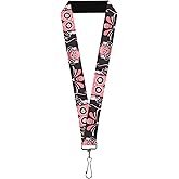 Buckle-Down Lanyard-1.0"-Sugar Skulls Gray/Pink