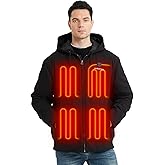 Venustas 12V Men's Dual-Control Heated Canvas Jacket with Battery, Winter Heated Hoodie