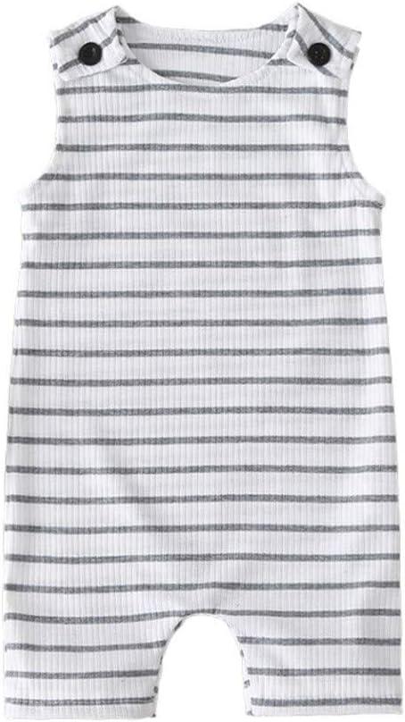 DressLksnf Unisex Baby Girls Boys One-Pieces Bodysuit Sleeveless Striped Summer Jumpsuit