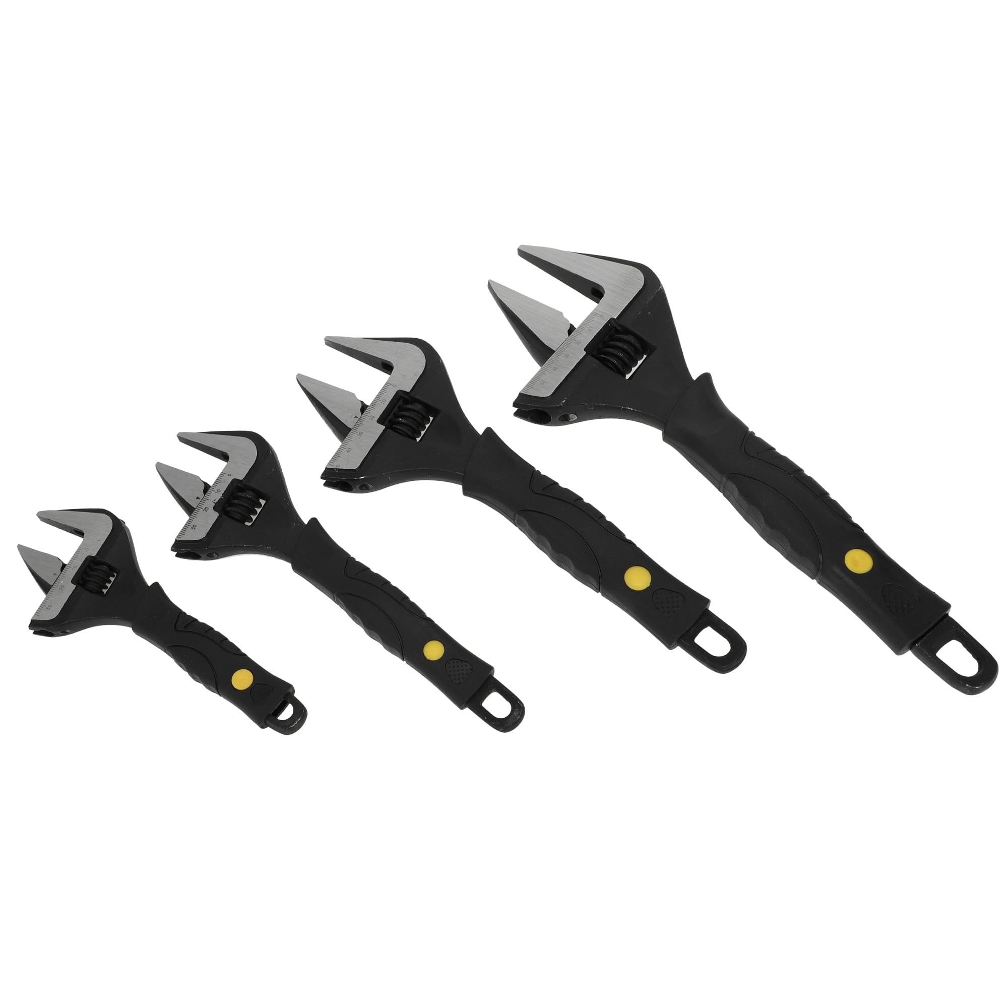 Motoforti Adjustable Spanner Wrench Tool Set, 6" 8" 10" 12" Size, Steel, Black