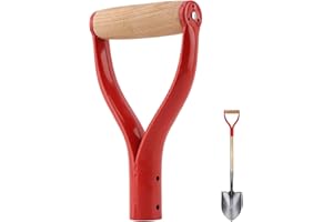 Shovel D Grip Handle, 3.1cm/1.22inch Inner Diameter Metal Spade Snow Shovel Replacement Handle with Comfortable Grip, Shovels