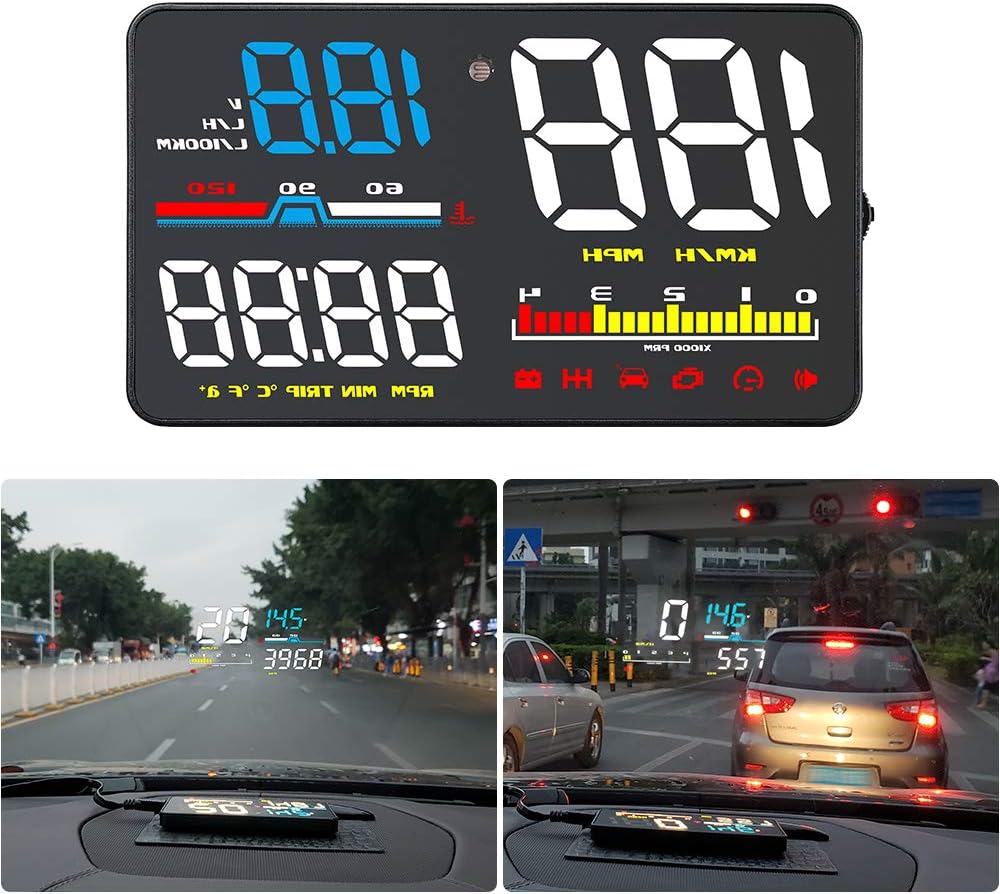 YAMUDA Head-Up Display Car HUD 5” Windshield Screen Projector with OBD II/EU OBD Interface