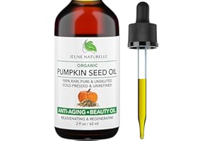 Jeune Naturelle Pumpkin Seed Oil Organic, 100% Pure RAW Cold Pressed Undiluted For Anti Aging Wrinkle Repair Hair Growth, Fast Absorbing, Travel Size, Non-Comedogenic Organic Pumpkin Seed Oil