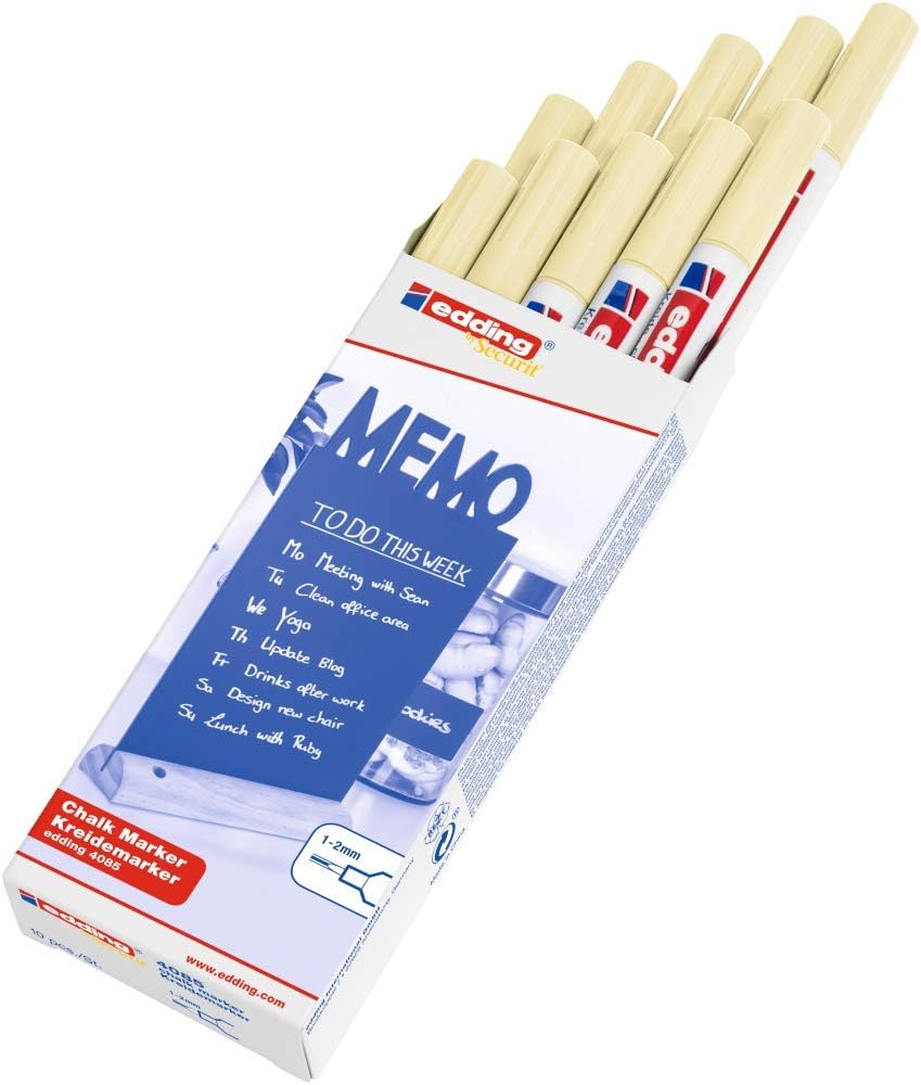 edding 4085 chalk marker, pastel-yellow, 10 chalk pens, round tip 1-2 mm - Image 3