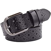 VONSELY Hollow Leather Belts for Women, Soft Leather Womens Belts with Pin Buckle