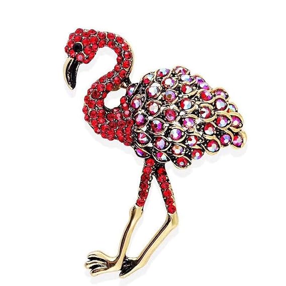 Sxuefang Brosche, Emaille-Lack Öl Legierung rote Flamingo Strauß Brosche Brosche Zubehör