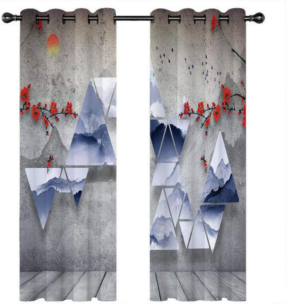 Paisaje amanecer planta roja ciruela Cortinas Opaca Cortina Infantil