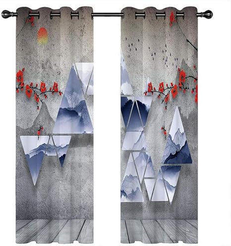 Paisaje amanecer planta roja ciruela Cortinas Opaca Cortina Infantil