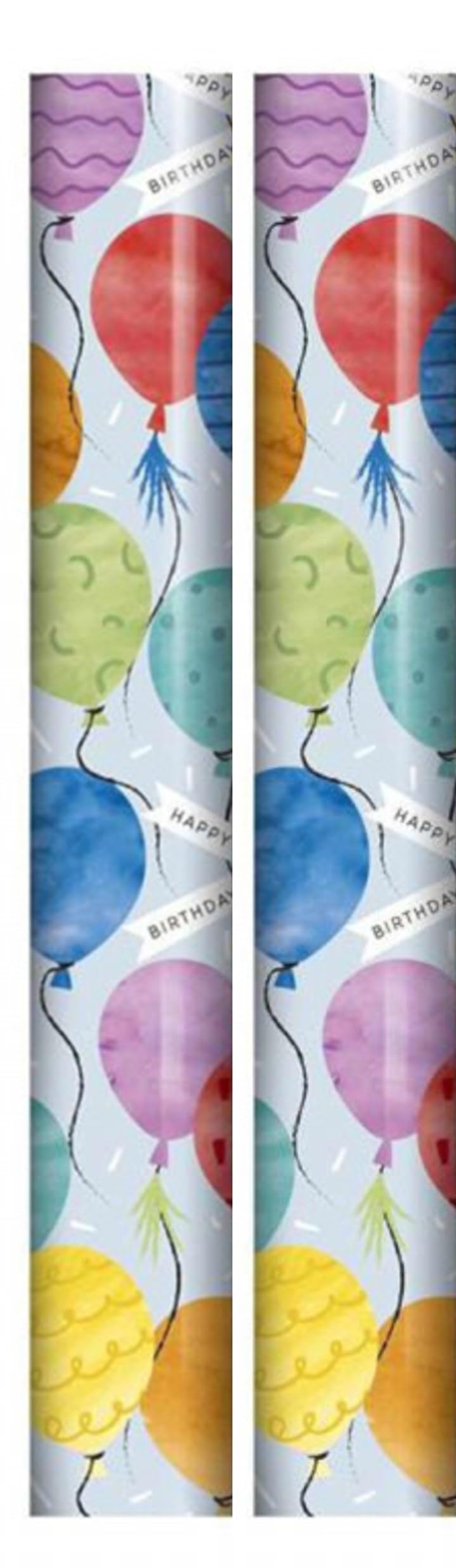 5m Wrapping Paper Roll 2x2.5m - Multicoloured Balloons with Happy Birthday