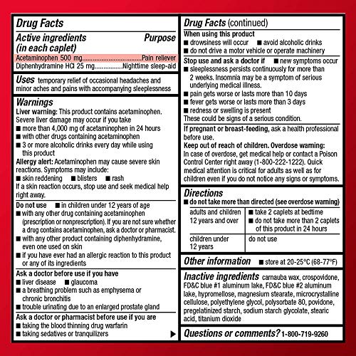 Basic Care Extra Strength Acetaminophen PM Caplets, 100 Count