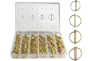 WMYCONGCONG 50 PCS Heavy Duty Lynch Pin Fastener Assortment Kit Linch Pin with Ring for Farm Tractor Trailer Boat Bike