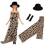 Evening Wedding Party Leopard Clothes Wears Dress Outfit Set for Barbie Doll