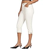 luvamia Capri Jeans for Women Trendy High Waisted Slim Split Hem Stretch Denim Jean Capris Cropped Pants Casual Summer