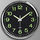 BERGUF 12 Inch Night Light Wall Clock, Silent Non-Ticking Quartz Wall Clocks, Large Luminous Function Numbers and Hands, Easy
