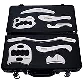 STICKON Stainless Steel Gua Sha Scraping Massage Tool Set IASTM Tools Great Soft Tissue Mobilization Tool (8 Set STICKON-10)