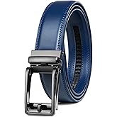 Founders & C Men's Leather Ratchet Comfort Click Belt Dress with Slide Buckle -Adjustable Trim to Fit