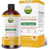 ESUNM Complete Liquid Multivitamin + Hair Growth, Promotes Energy Metabolism& Skin and Hair Function| Vitamin C D | B Vitamins | Help to Thicker Hair, Wrinkles, Fine Lines, Skin Care